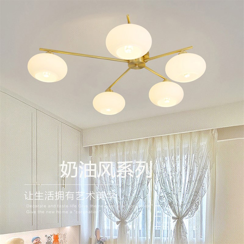 美式简约柿子全铜吸顶灯中古风大气高档不规则包豪斯卧室客厅灯具