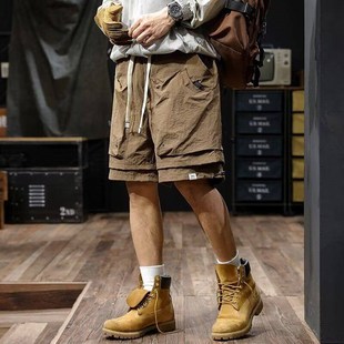 凉感户外机能假两件休闲五分中裤 美式 男夏季 短裤 山系防水速干工装