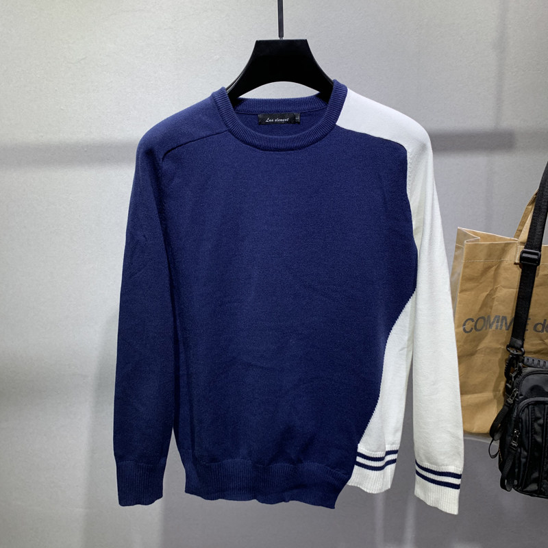 大玩家男装 2023年秋冬季新款圆领撞色男士毛衣时尚针织衫长袖潮,男装,羊绒开衫,淘宝优惠券,粉丝福利购,淘宝优惠卷