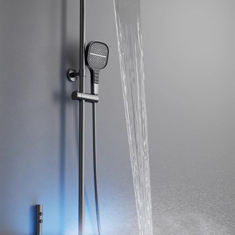 恒温数显淋浴花洒套装家用全铜钢琴按键置物混水阀枪灰洗澡水龙头