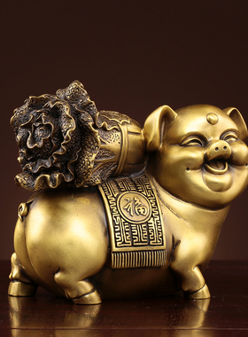 铜猪摆件纯铜金猪金猪生肖猪家居装饰品办公室大小装饰摆件礼品