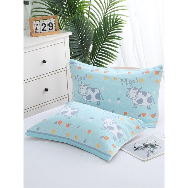 儿童纯棉纱布枕巾一对装透气吸汗宝宝卡通全棉枕头巾幼儿园盖巾