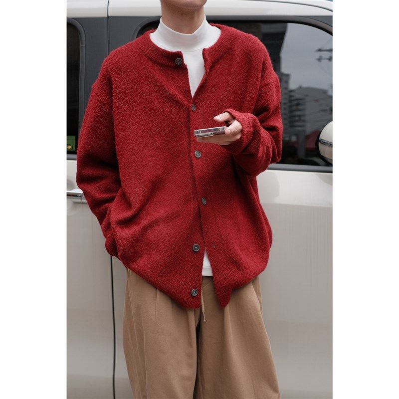 可乐生活自制冬季糯米绒韩版宽松慵懒羊毛无领针织开衫毛衣外套男,男装,针织衫/毛衣,淘宝优惠券,粉丝福利购,淘宝优惠卷