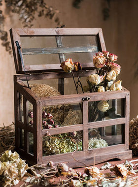 法式乡村做旧木暖房店铺橱窗装饰玻璃房 拍摄道具展示摆件
