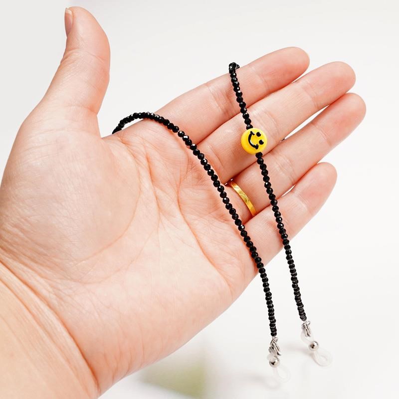 品质简约笑脸防丢神器近视墨镜眼镜挂绳链口罩链尖晶石眼镜链