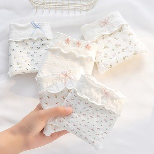 女大童少女碎花内裤 头夏 纯棉A类抗菌全棉裆女孩初高中学生三角裤