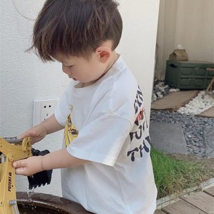 新款高品质男童夏季韩版帅气宝宝套装网红撇帅炸街休闲棉质T恤两