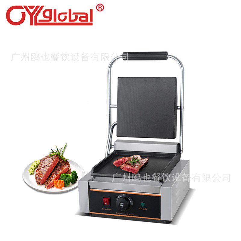 商用烤肉压牛排机器帕尼尼机电热压板电扒炉加大单头全平三文治机
