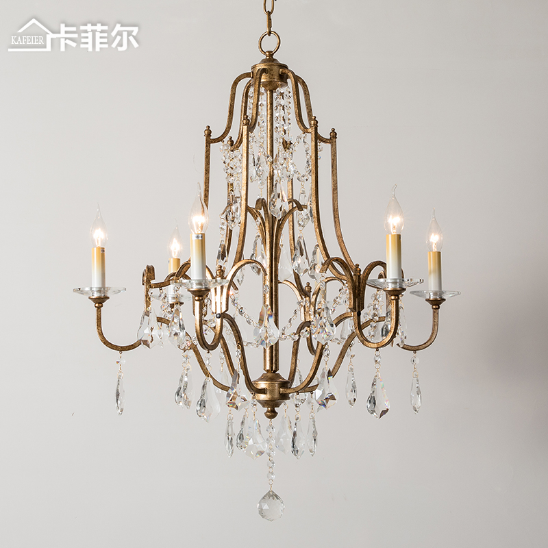 美式乡村长吊灯别墅复式楼挑空客厅灯水晶法式蜡烛餐厅灯楼梯吊灯