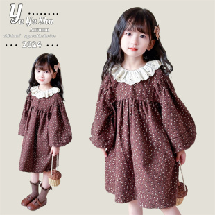 2024新款秋装女童公主连衣裙棉布裙子娃娃裙3-8岁女孩秋天衣服