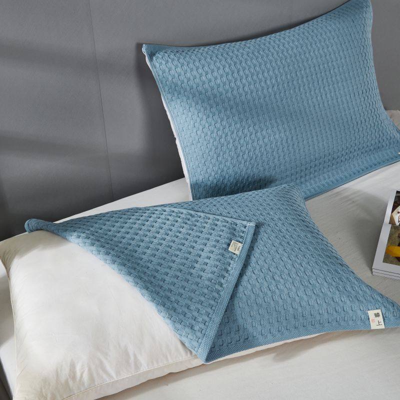 北欧简约枕巾纯棉一对装枕头套巾男生防螨抗菌高级枕芯盖巾防头油