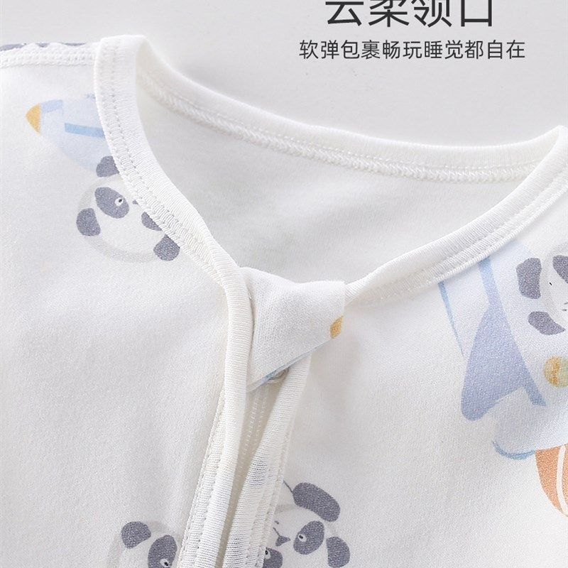婴儿睡袋春夏全棉宝宝分腿连体睡衣拉链式防踢被T四季通用婴儿睡