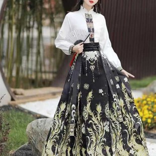 风昭仪马面裙中国风明制改良汉服女套装 日常通勤 订婚敬酒2024新款