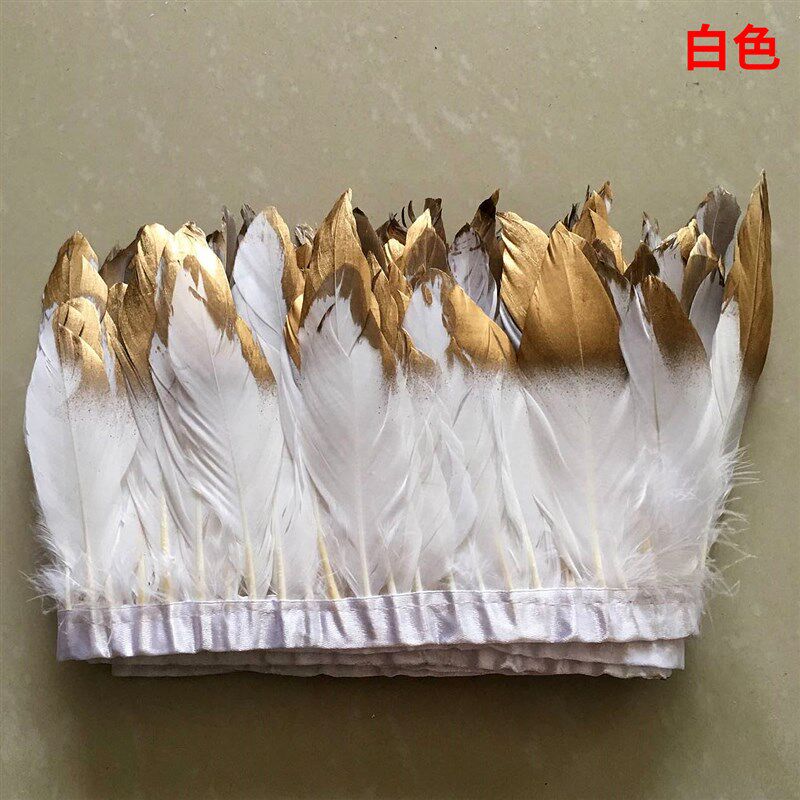 2米喷金羽毛花边材料披肩围脖鹅毛大飘羽毛布条布边