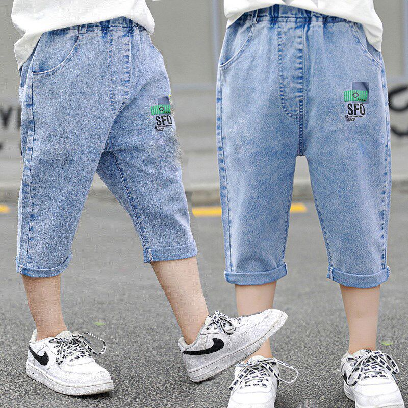 夏天5岁男童牛仔4七分裤软6宝宝短裤7帅气8五分裤9宽松中裤薄软9
