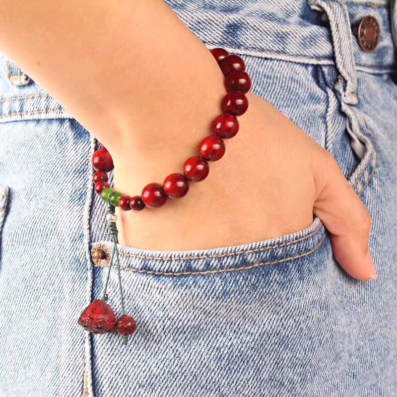 小叶紫檀手串佛珠男女木珠手链檀木珠子木头木质檀香木串珠念珠