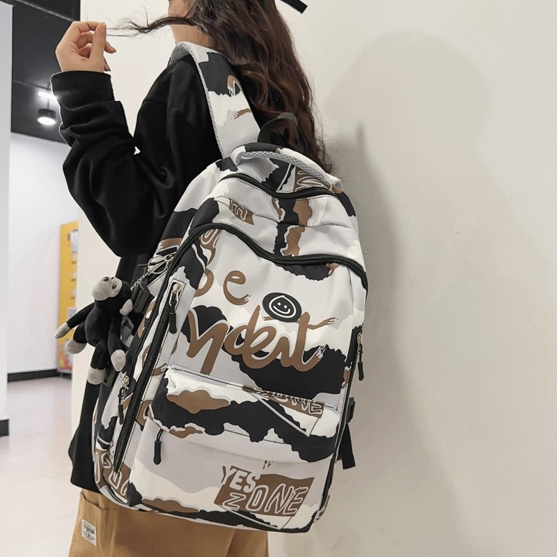 书包女生大学生高中学生初中生小学2024新款双肩包大容量背包涂鸦,箱包皮具/热销女包/男包,双肩背包,淘宝优惠券,粉丝福利购,淘宝优惠卷