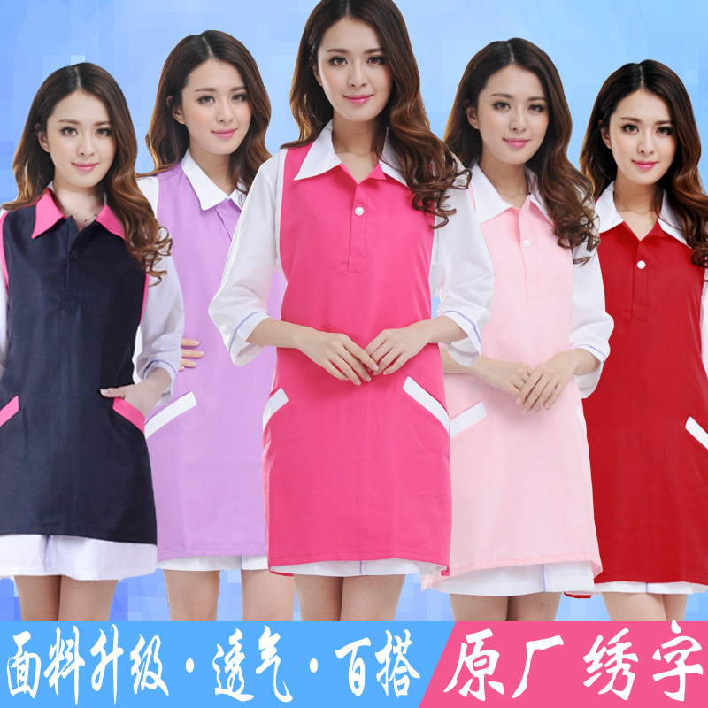 美容院店美容师美甲韩版时尚罩衣成人工作服女款马甲背心式围裙夏