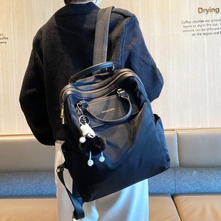 大气黑色双肩包2025新款两用女包通勤防水简约韩系手提包背包书包