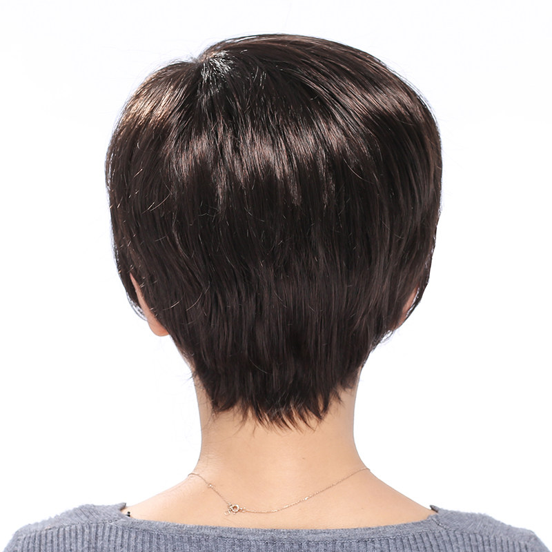 真发假发套中年女式短发全头套中老年人假发送妈妈短直发真人发丝