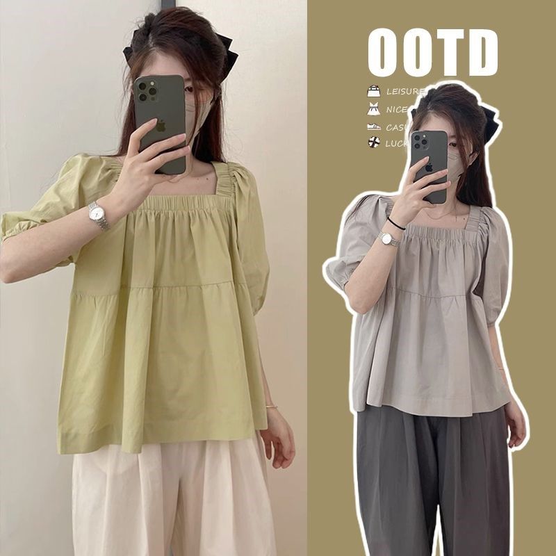 2025夏季新款孕妇宽松上衣时尚甜美百搭孕期穿搭方领短袖娃娃衫女,孕妇装/孕产妇用品/营养,衬衫/雪纺衫,淘宝优惠券,粉丝福利购,淘宝优惠卷