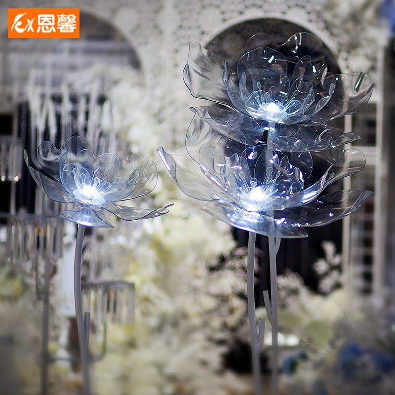 婚庆道具路引礼堂电镀铁艺软管发光水H晶花路引装饰舞台T台活动摆