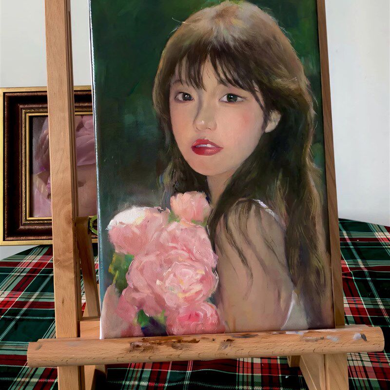 油画手绘定制画像真人照片肖像人像宠物客厅M挂画婚纱照情侣装饰