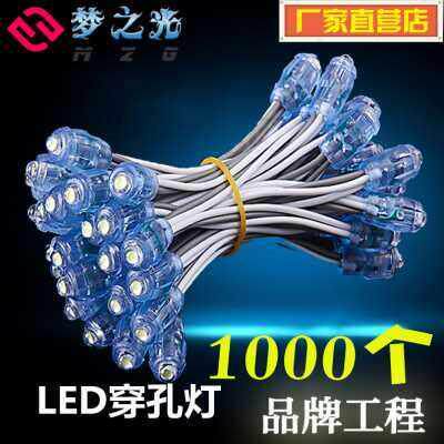 led广告牌发光字灯珠外露灯穿y孔灯串点阵冲孔蓝景12v暖白灌胶防.