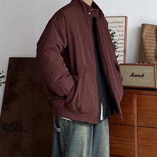 B东日系男装复古工装棉服男冬季加厚保暖立领哈灵顿宽松棉服外套