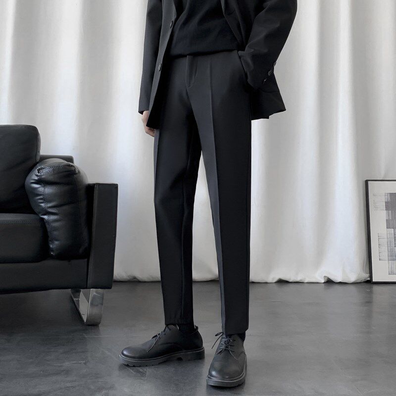 春夏九分西装男士长裤子垂感小脚休闲修身直筒百搭正装春秋小西裤