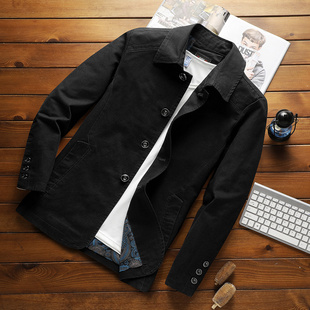 男士纯棉外套春季薄款夹克衫风衣男装春秋装35中年外衣服上衣40岁