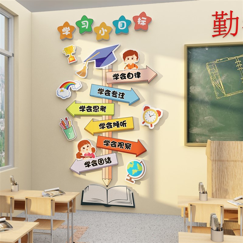 班级布置教室装饰墙面o贴纸画黑板报神器氛围初中小学文化励志标