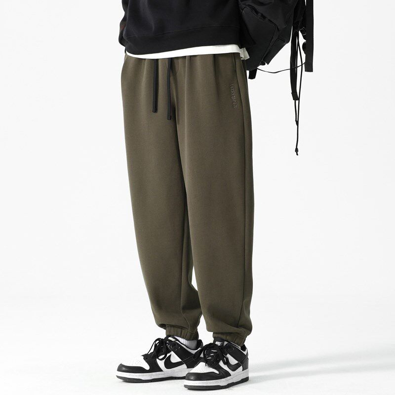 男士运动裤秋冬宽松休闲裤卫裤2024新款纯棉卫裤刺绣束脚裤男裤子