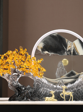 发财树流沙画摆件高档大气家居客厅玄关办公室装饰品开业乔迁礼物