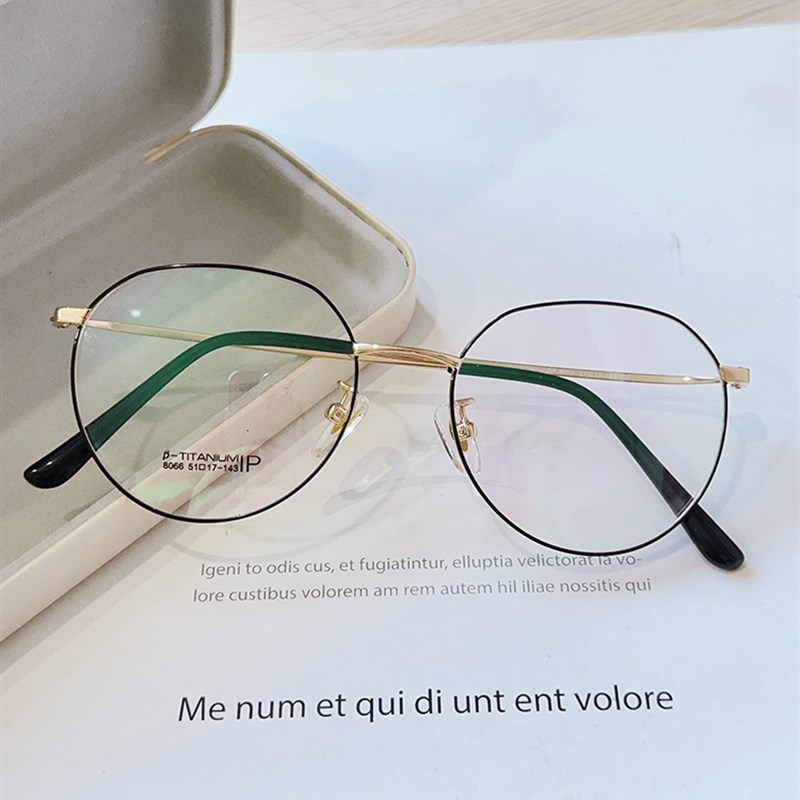 纯钛眼镜框架女性近视眼镜框架男性时尚覆古超轻大脸全框眼镜框架