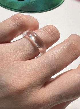 2025买家~新品天然白水晶素圈指环戒指 男女款情侣 白水晶 戒指
