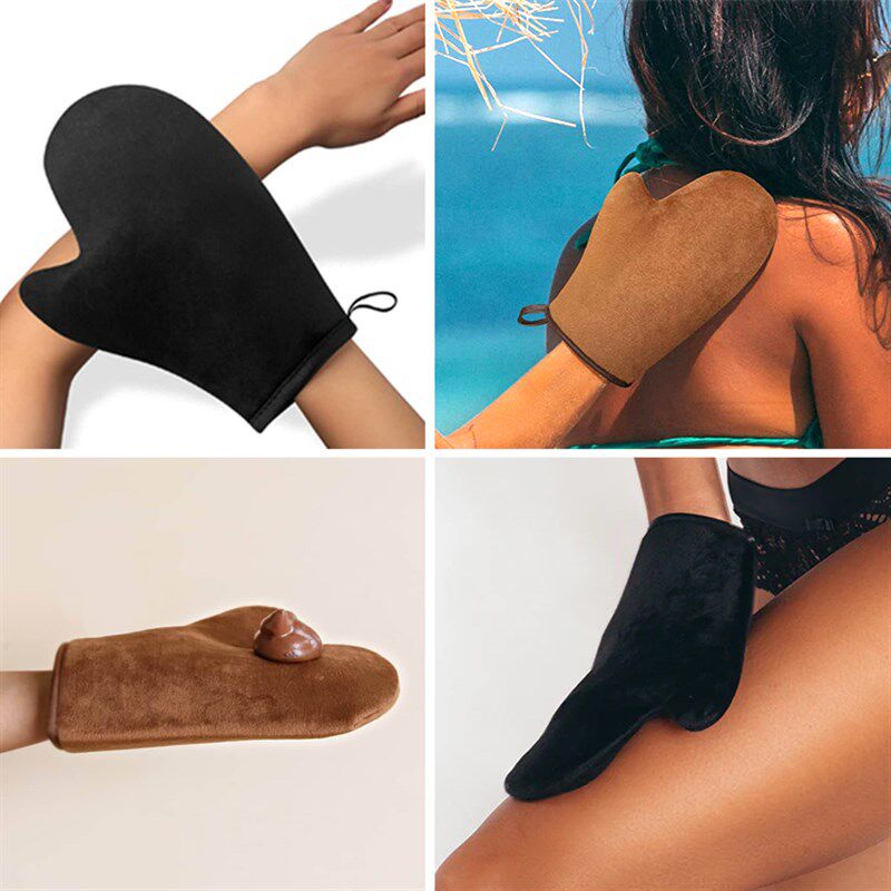 美黑手套tan mitt涂身体乳涂按摩油手套液体乳液涂抹工具绒面防水