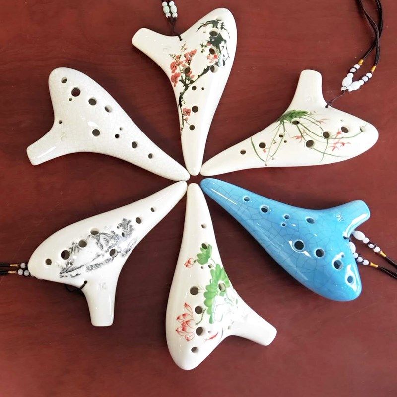 民族乐器古竹陶笛专业陶瓷12孔中音AC陶笛包邮免费刻字全套配件