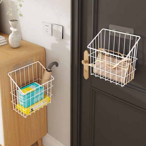 墙上壁挂置物架免打孔客厅门口玄关鞋柜雨伞玩具零食杂物收纳篮筐