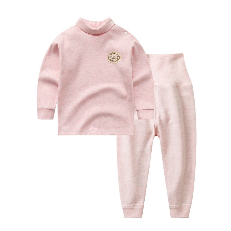 婴儿高领高腰内衣纯棉婴儿内衣儿童纯棉保暖秋衣裤套装宝宝舒绒款