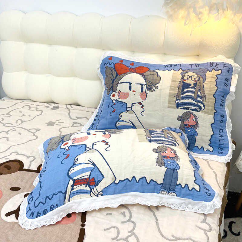 一对纯棉泡芙枕巾高档纱布枕头盖巾全棉家用单人情侣吸汗不易脱落,床上用品,枕巾,淘宝优惠券,粉丝福利购,淘宝优惠卷