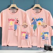 T恤一家三口四口晨练互动母子母女装 萌趣短袖 夏装 高端纯棉亲子装