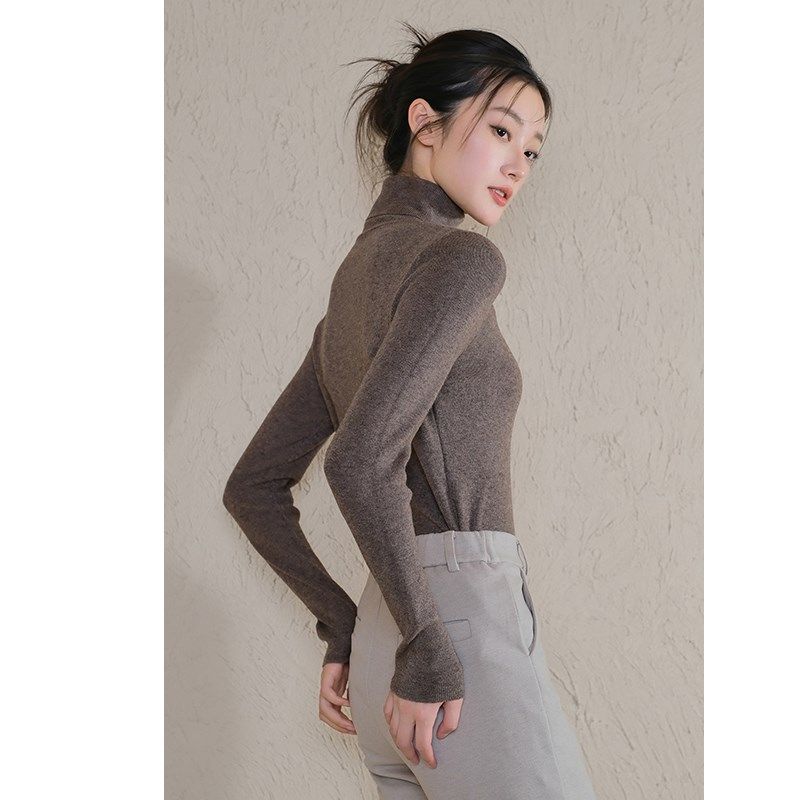 高领毛衣女2025年秋冬紧身内搭加厚长袖高级感洋气针织打底衫上衣
