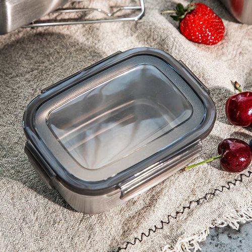 304不锈钢保鲜盒大容量带饭饭盒便携水果沙拉盒家用密封盒冷冻盒
