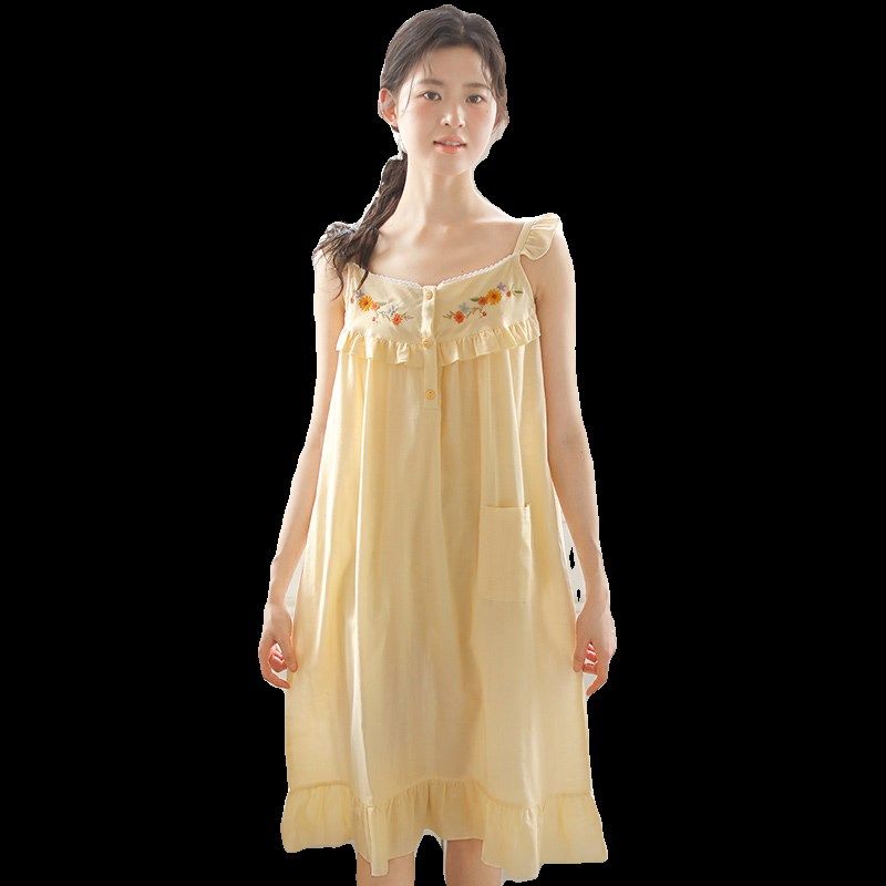 眠岛甜美吊带睡裙女夏季薄款纯棉纱布柔软吸汗宽松大码裙子,女士内衣/男士内衣/家居服,睡裙,淘宝优惠券,粉丝福利购,淘宝优惠卷