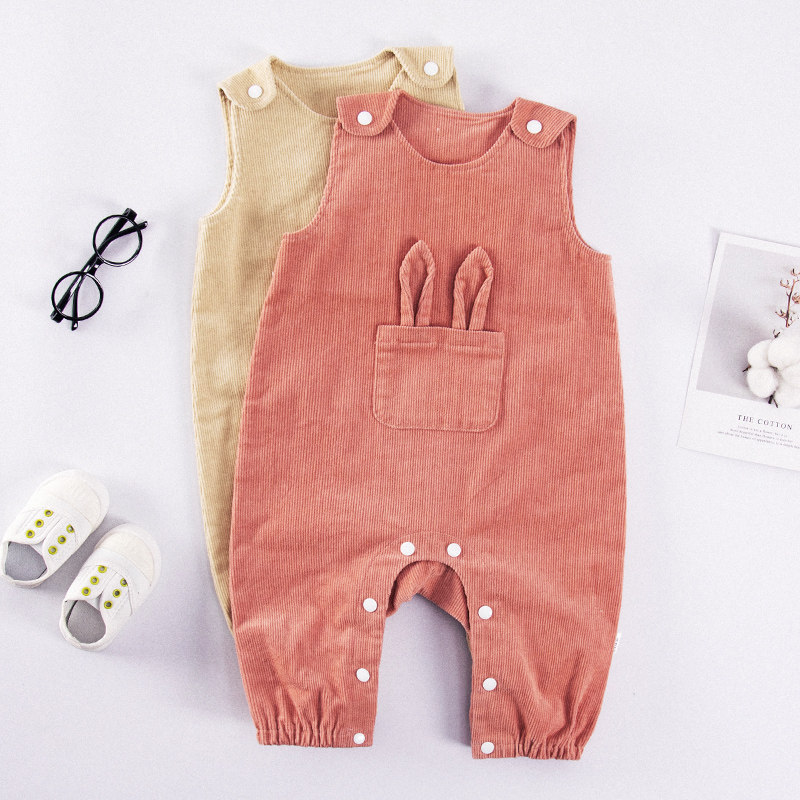 棉寓言婴儿灯芯绒外穿连体裤春秋季宝宝背带裤男女儿童外穿开裆裤