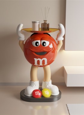 网红mm豆人创意大型客厅电视柜沙发旁边落地置物架家居装饰品摆件