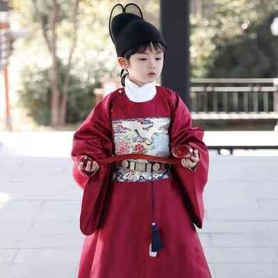 租男童汉服明制圆领袍中国风婚礼小花童服装全家服中秋节汉服走秀