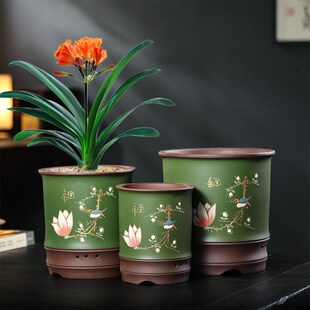 宜兴紫砂花盆兰花盆君子兰专用花盆陶瓷花盆文心兰建兰墨兰花盆