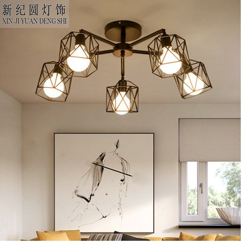 北欧灯具创意个性铁艺客厅吸顶灯卧室灯美式乡村复古工业风书房灯,家装灯饰光源,客厅吸顶灯,淘宝优惠券,粉丝福利购,淘宝优惠卷